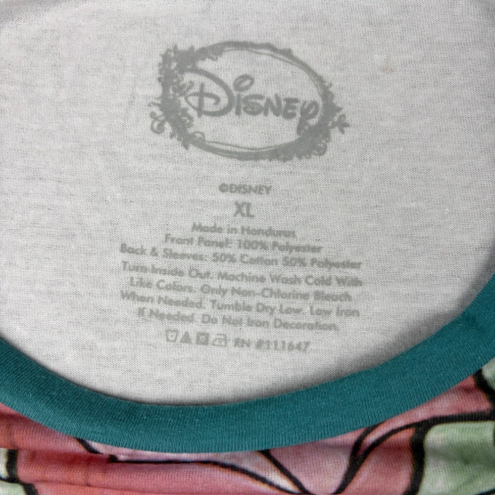 Disney Beauty and the Beast Stained Glass Raglan Tee Hot Topic XL Teal 3/4 Sleev - Picture 3 of 6